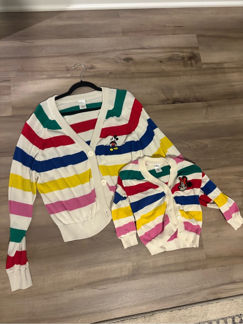 Mickey Mouse Rainbow Stripe Cardigan mommy and me Set - women XL & girl 4t